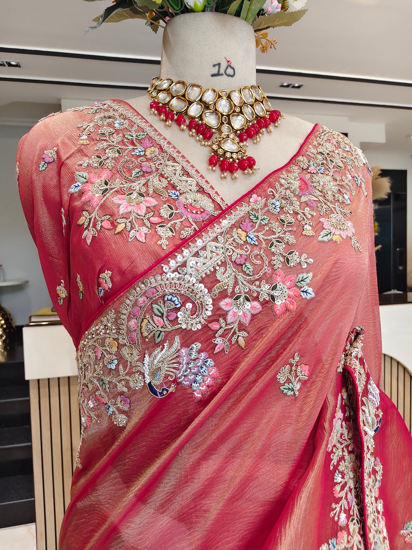 Rust Crush Tissue Saree