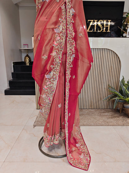 Rust Crush Tissue Saree