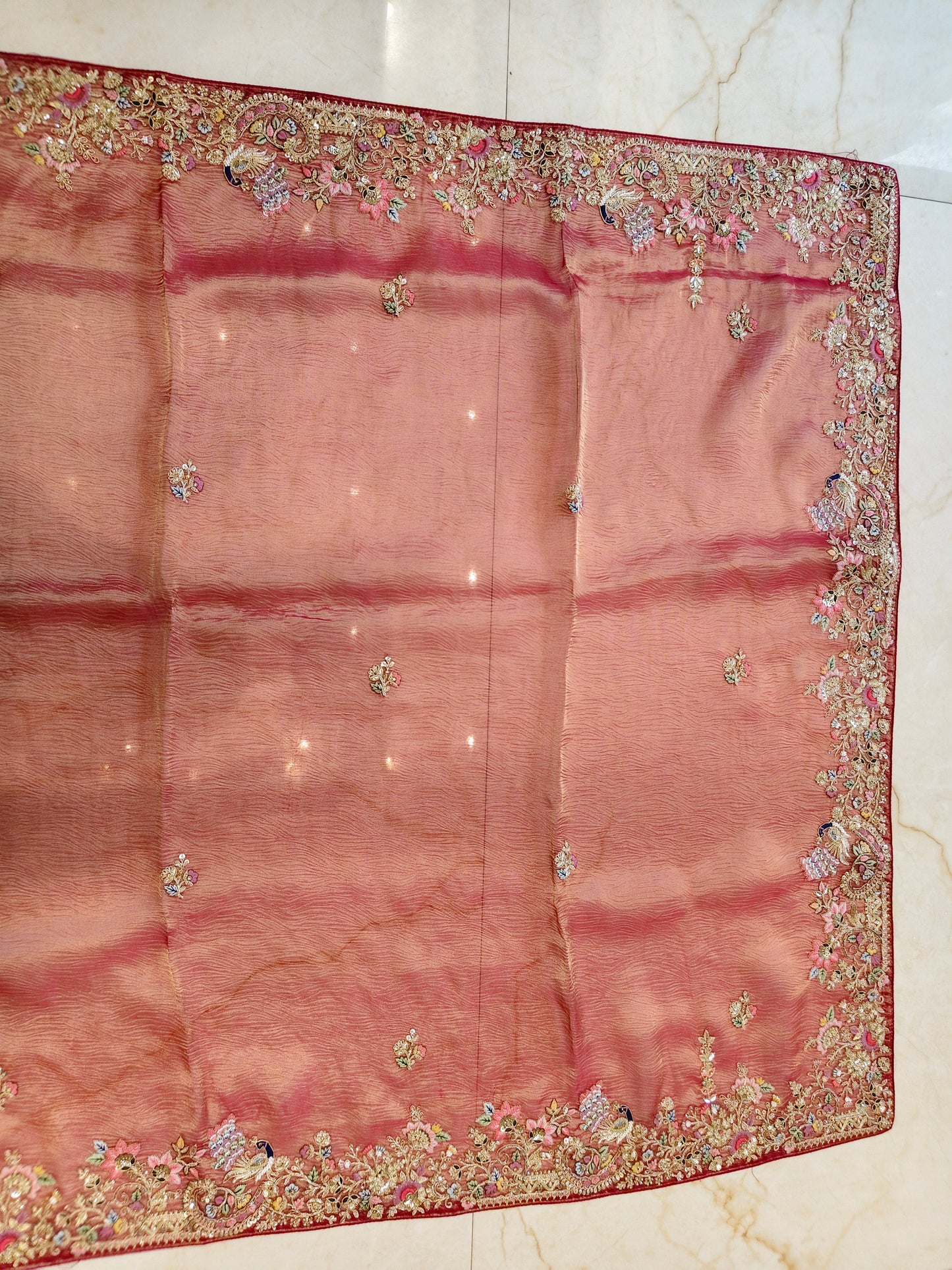Rust Crush Tissue Saree