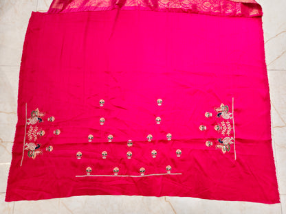 Hot Pink Tissue Saree