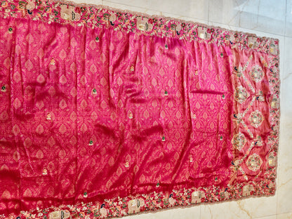 Hot Pink Tissue Saree