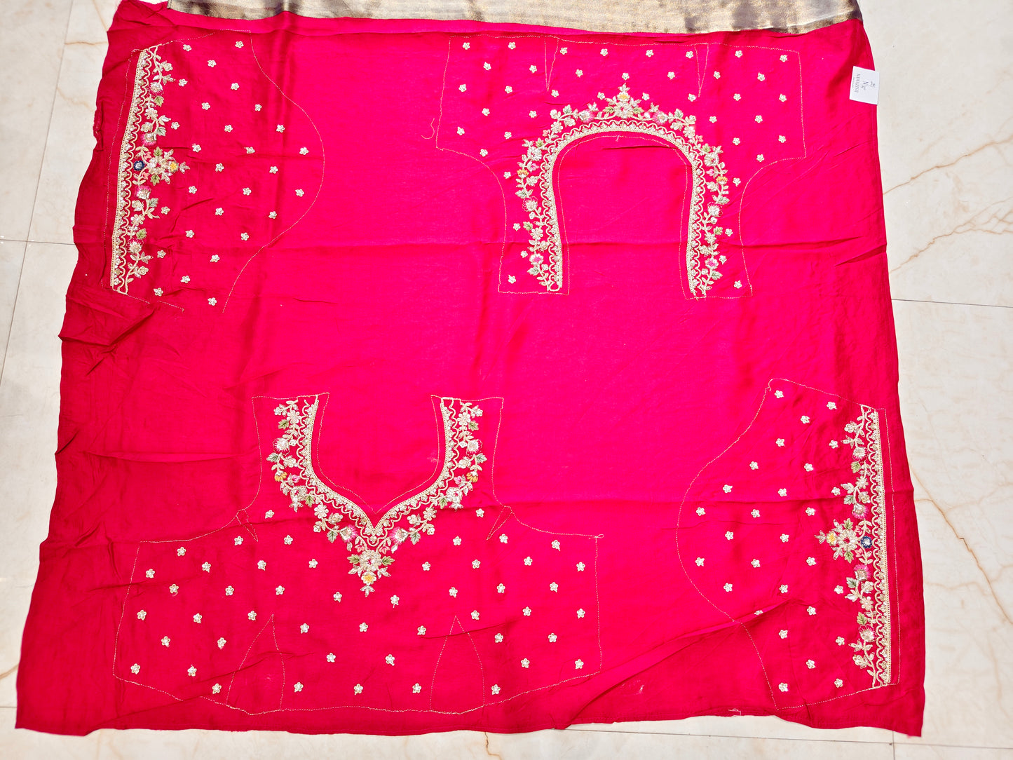 Rose Gold & Red Tissue Saree