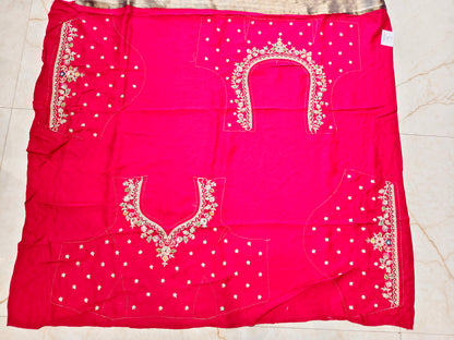 Rose Gold & Red Tissue Saree