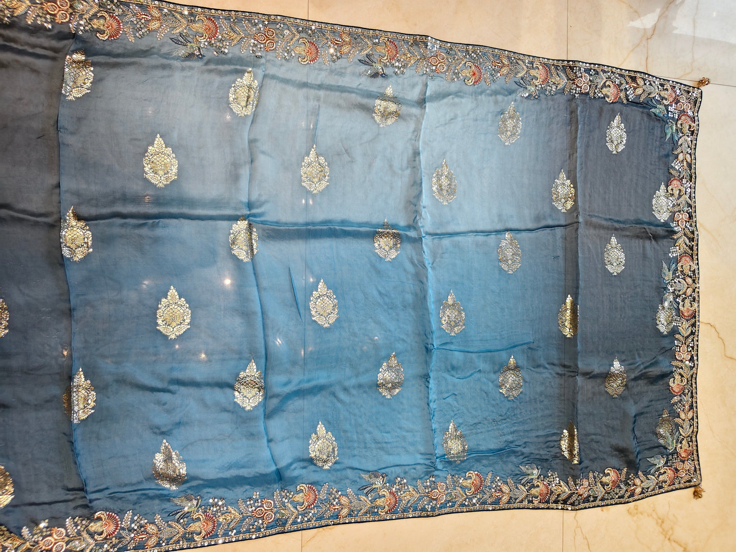 Blue Organza Saree