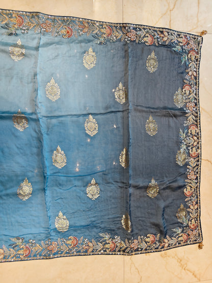 Blue Organza Saree