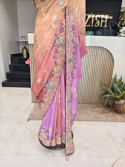 Lavender & Purple Organza Saree