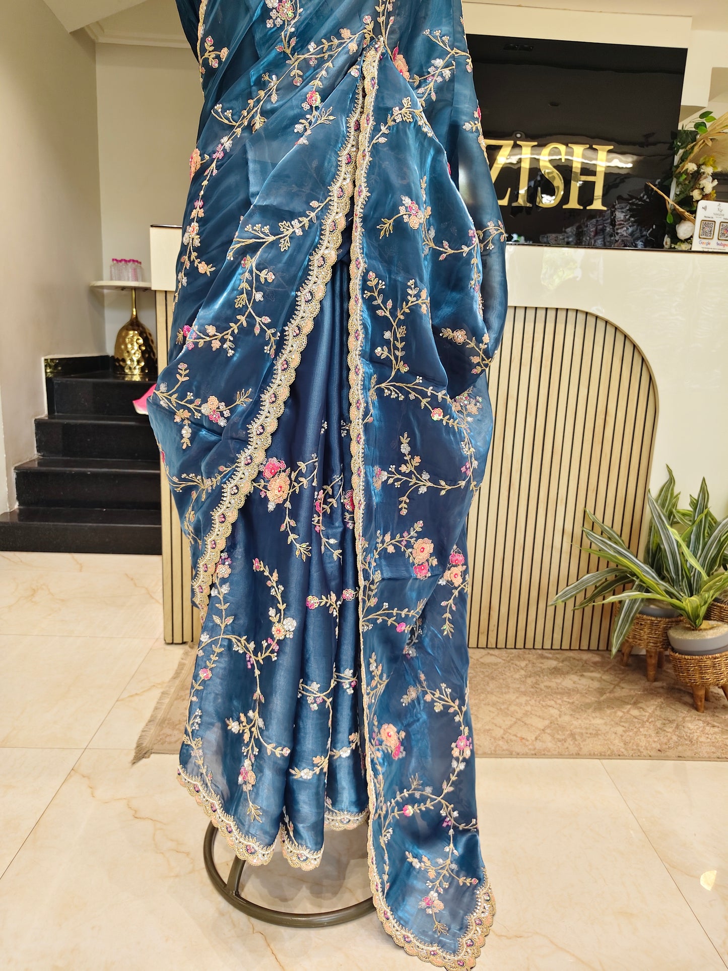 Blue Tissue Saree