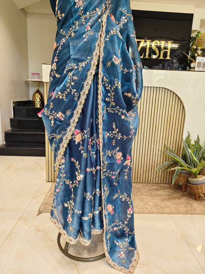 Blue Tissue Saree