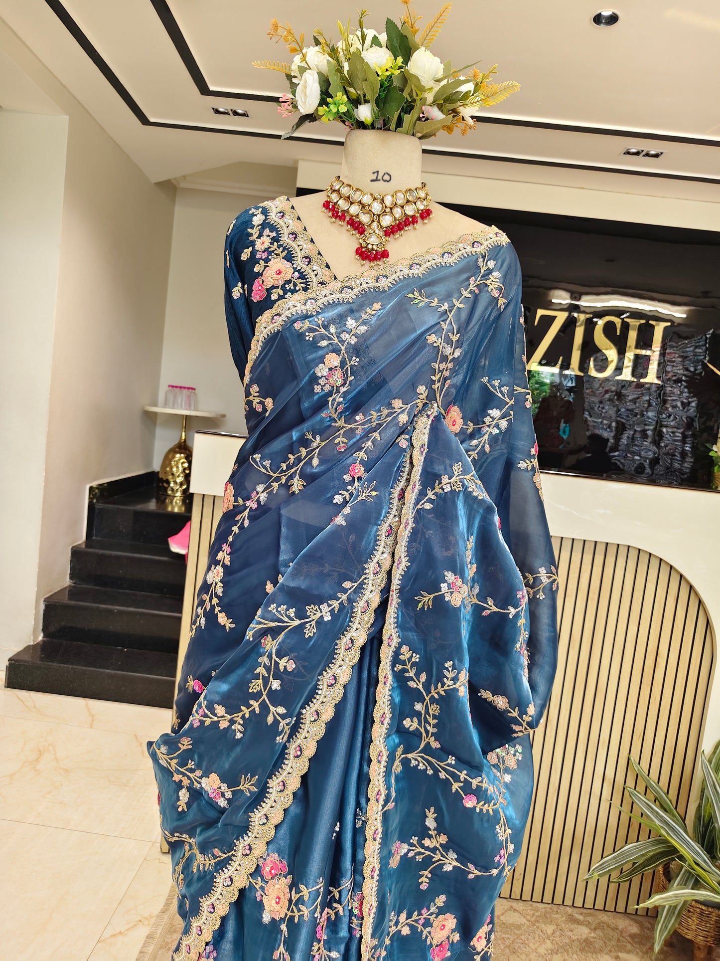 Blue Tissue Saree