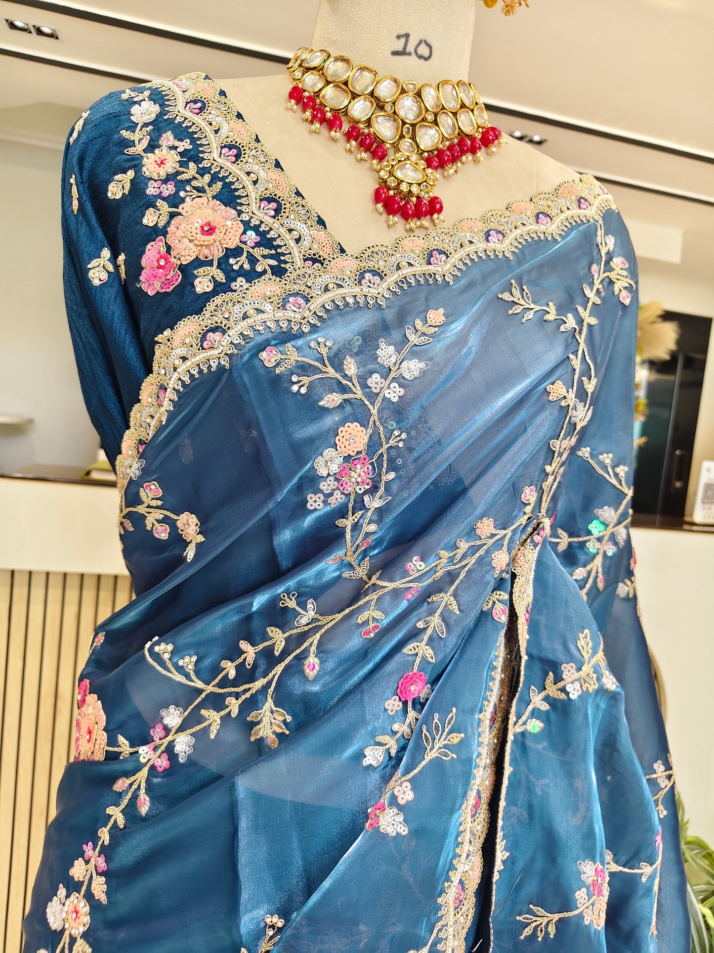 Blue Tissue Saree