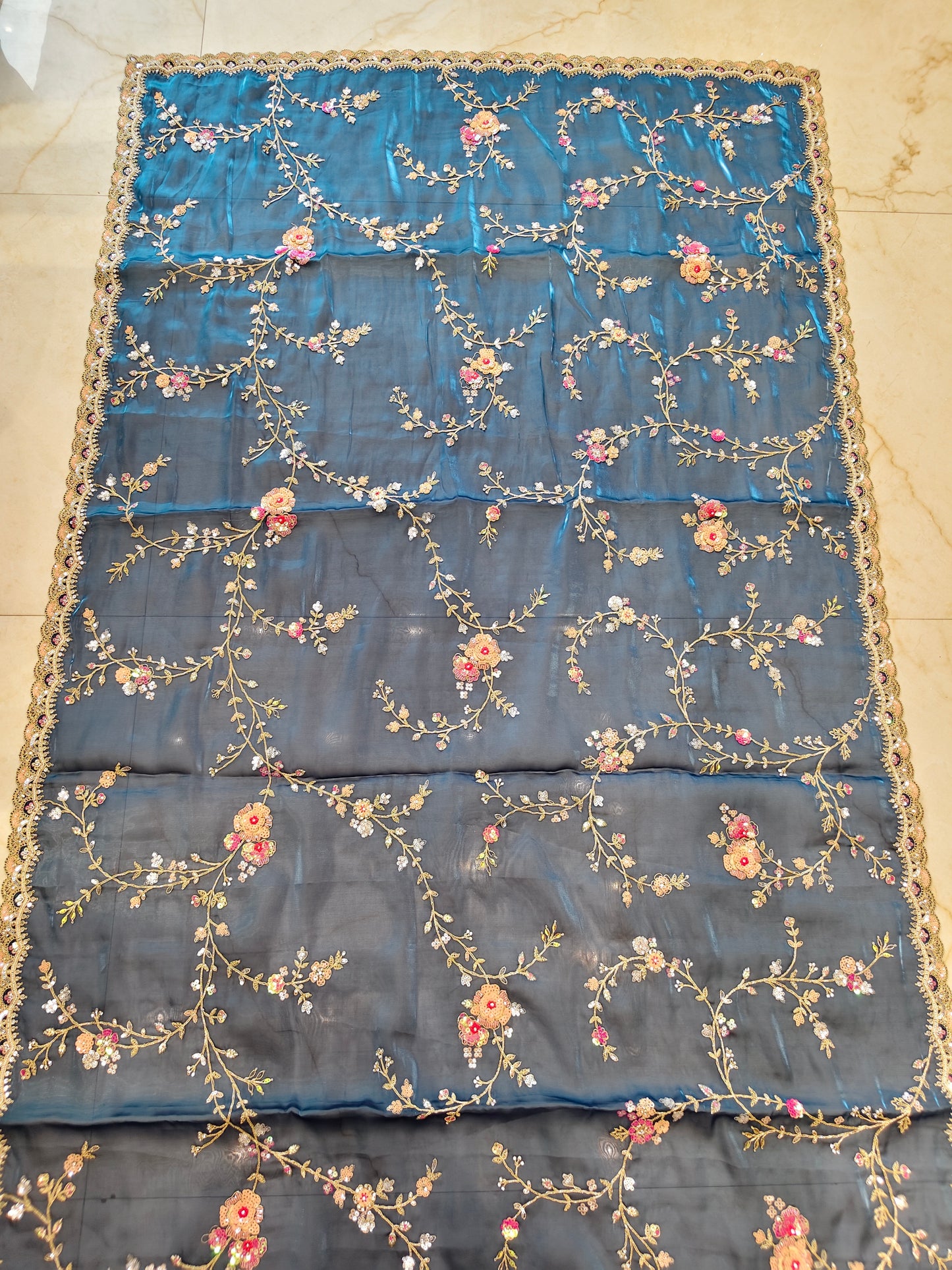 Blue Tissue Saree