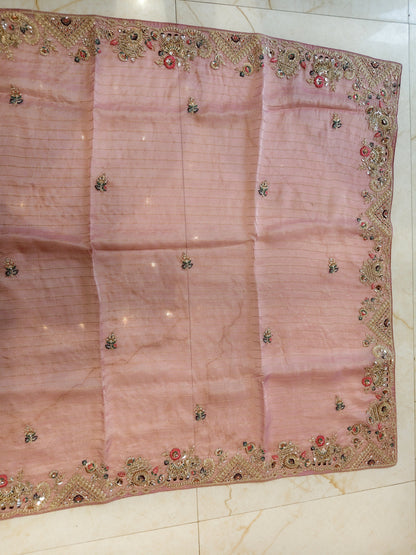 Onion Pink & Lavender Tissue Saree