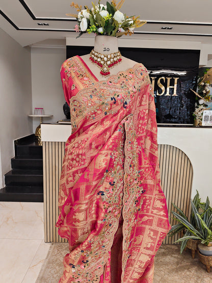 Rani Pink Tissue Saree