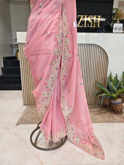 Onion Pink & Lavender Tissue Saree