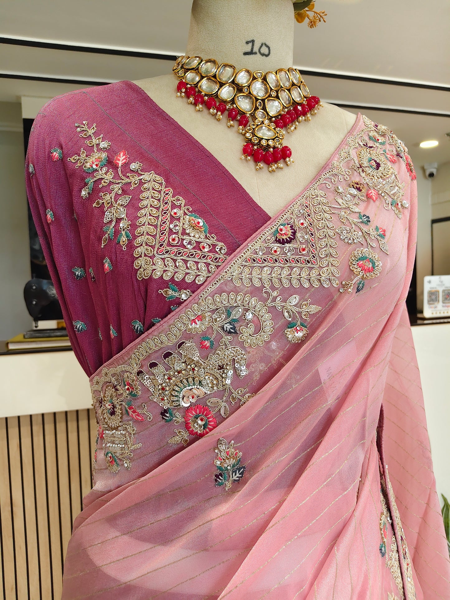 Onion Pink & Lavender Tissue Saree