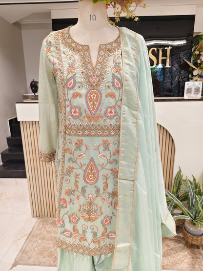 Green Tissue Farshi Salwar Set