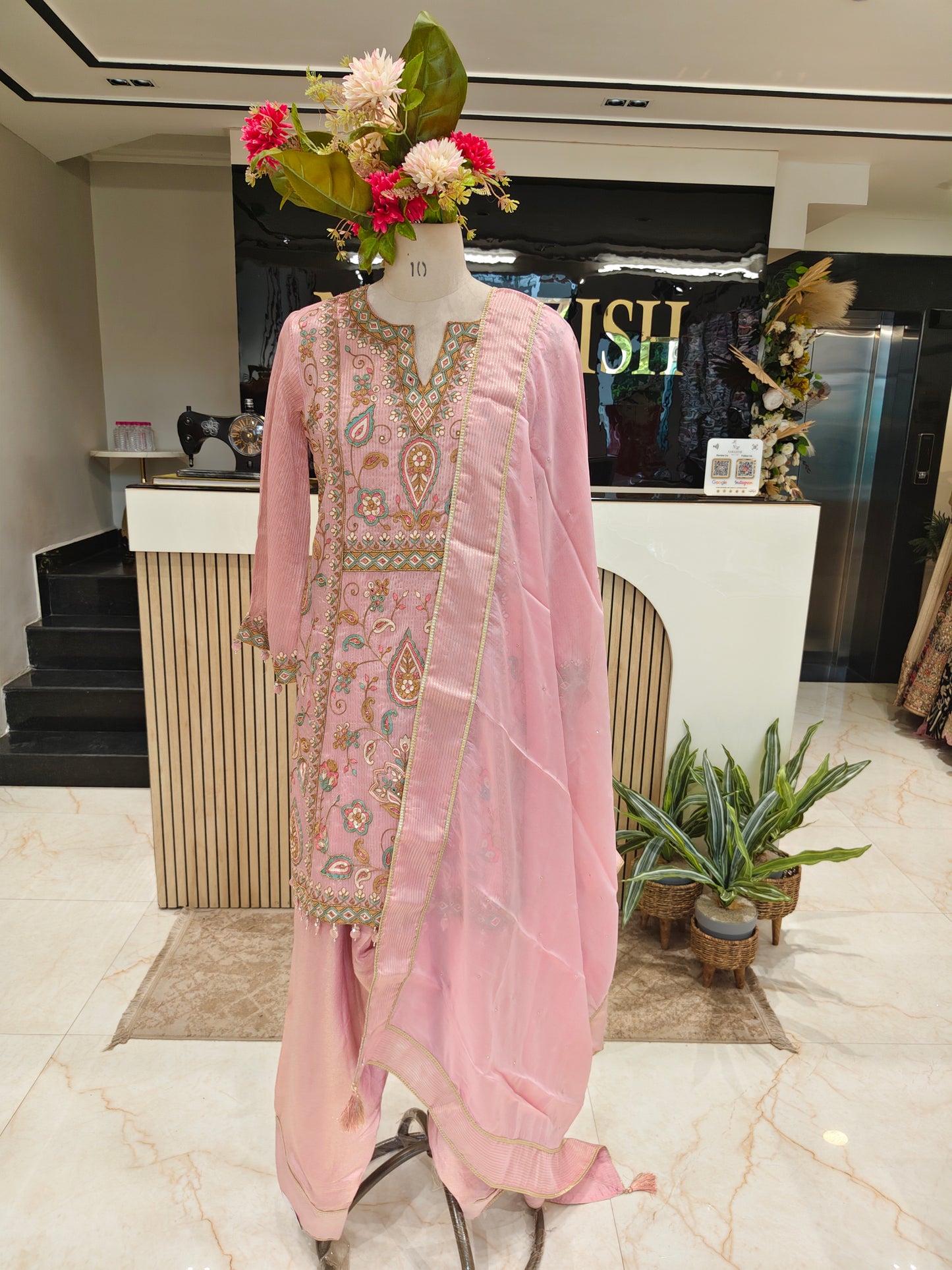 Pink Tissue Farshi Salwar Set