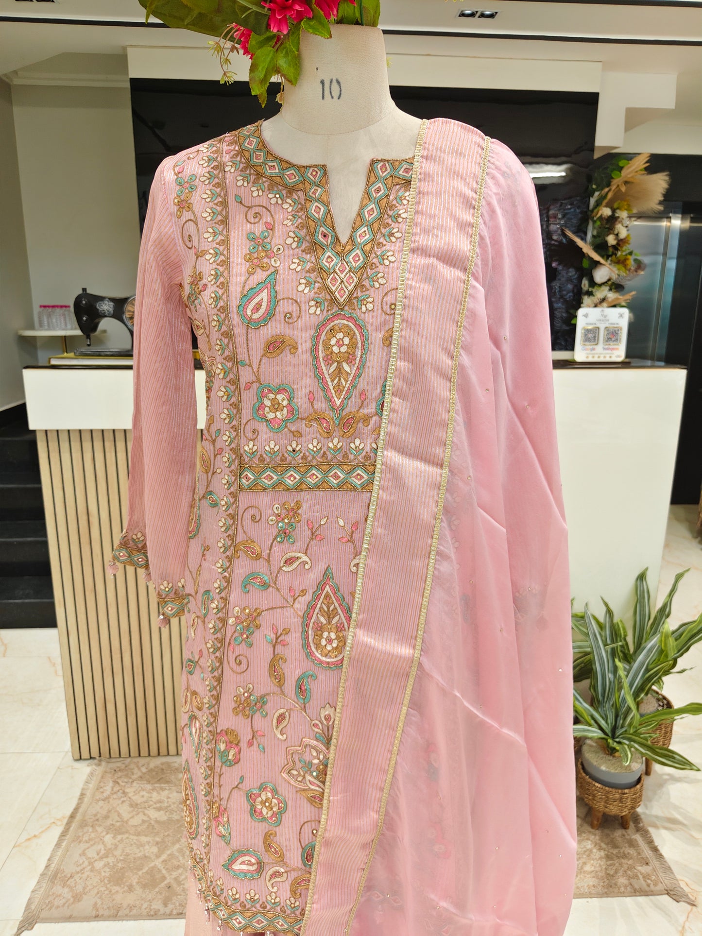 Pink Tissue Farshi Salwar Set