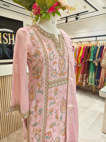 Pink Tissue Farshi Salwar Set