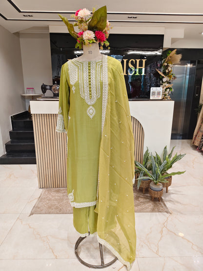 Neon Tissue Kurta Pant Set