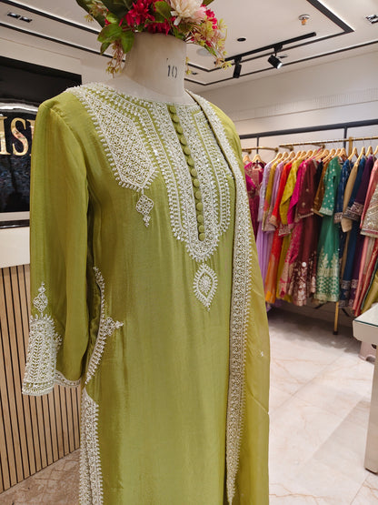 Neon Tissue Kurta Pant Set