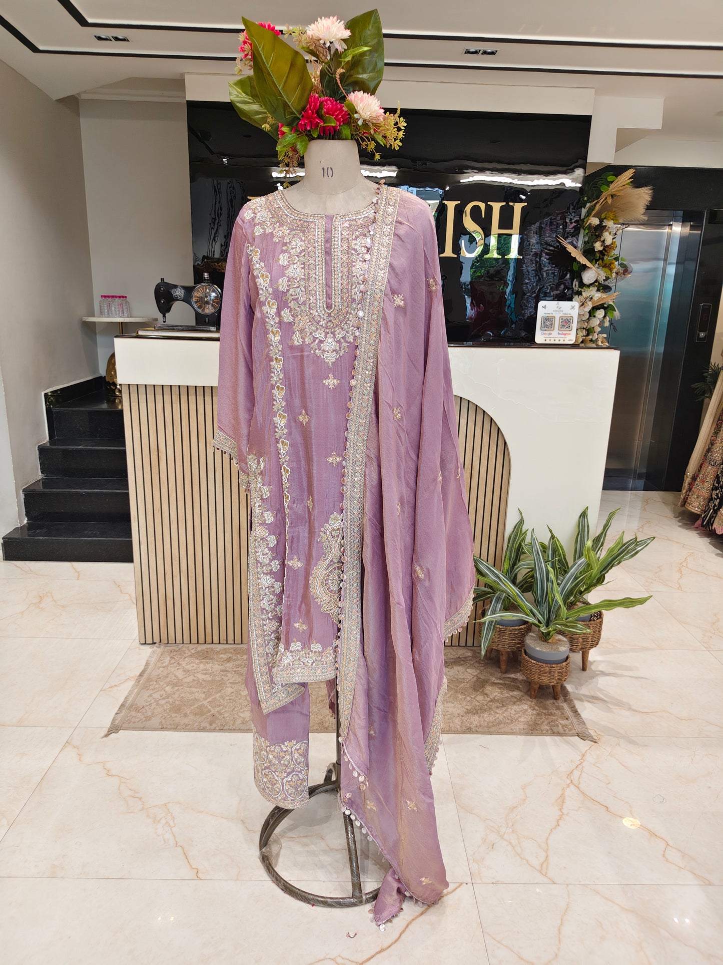 Lavender Tissue Farshi Salwar Set