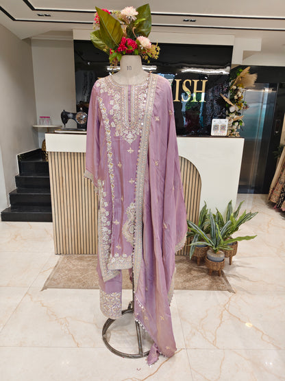 Lavender Tissue Farshi Salwar Set