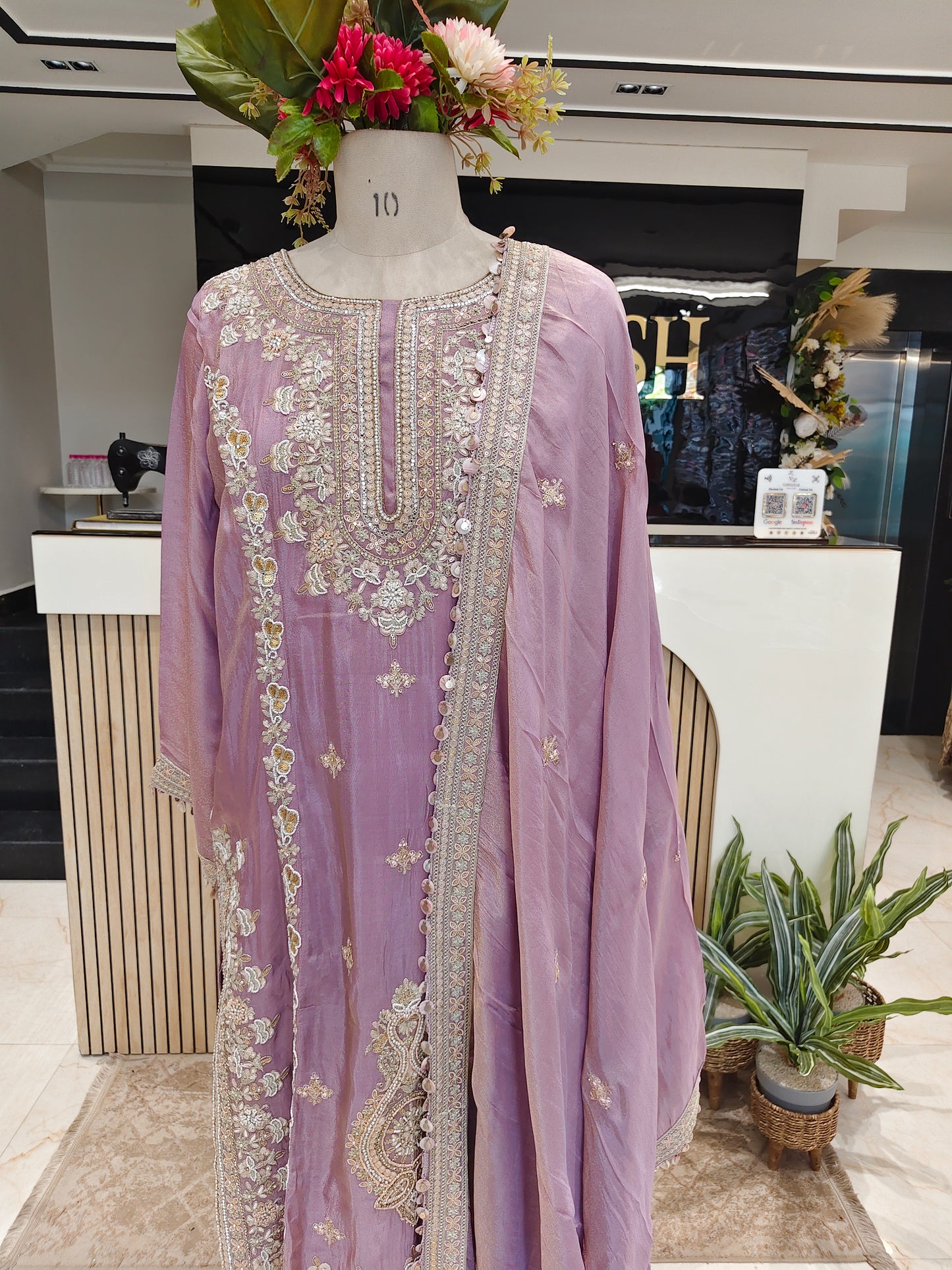 Lavender Tissue Farshi Salwar Set