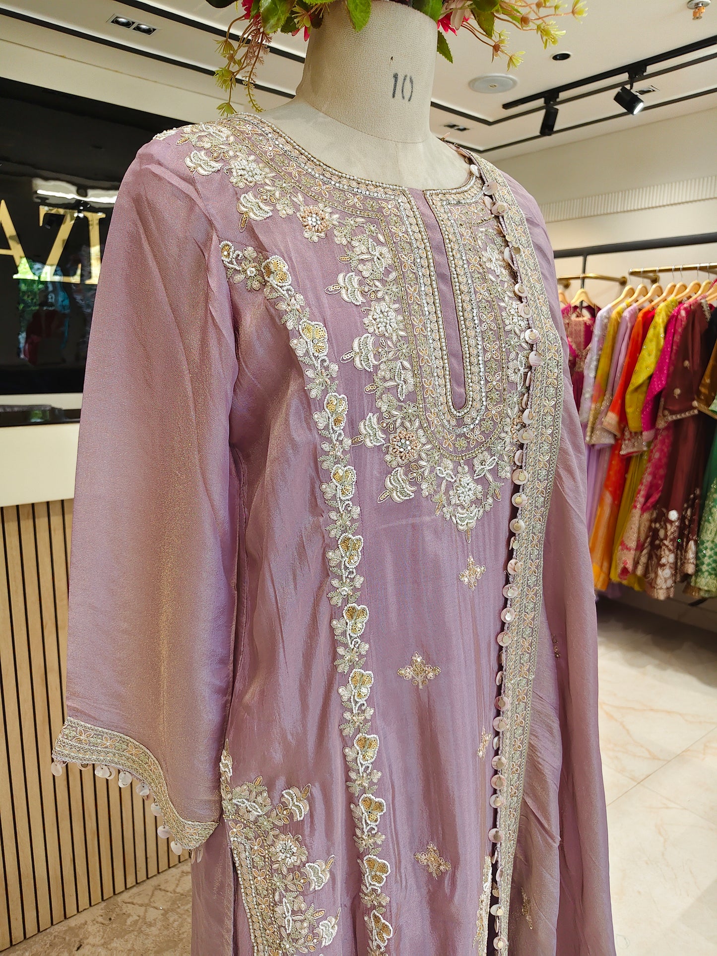 Lavender Tissue Farshi Salwar Set