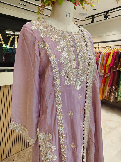 Lavender Tissue Farshi Salwar Set