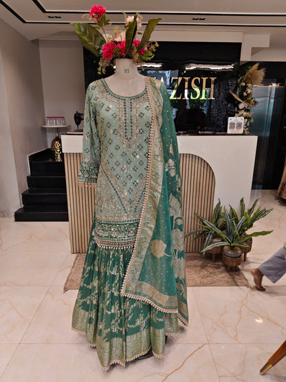 Green Tissue Garara Set