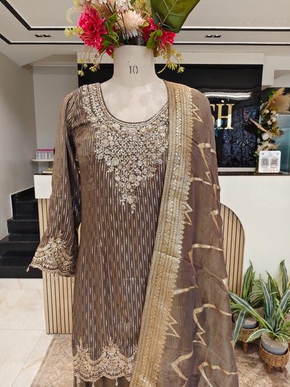 Grey Tissue Sharara Set