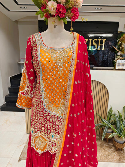 Red Georgette Garara Set