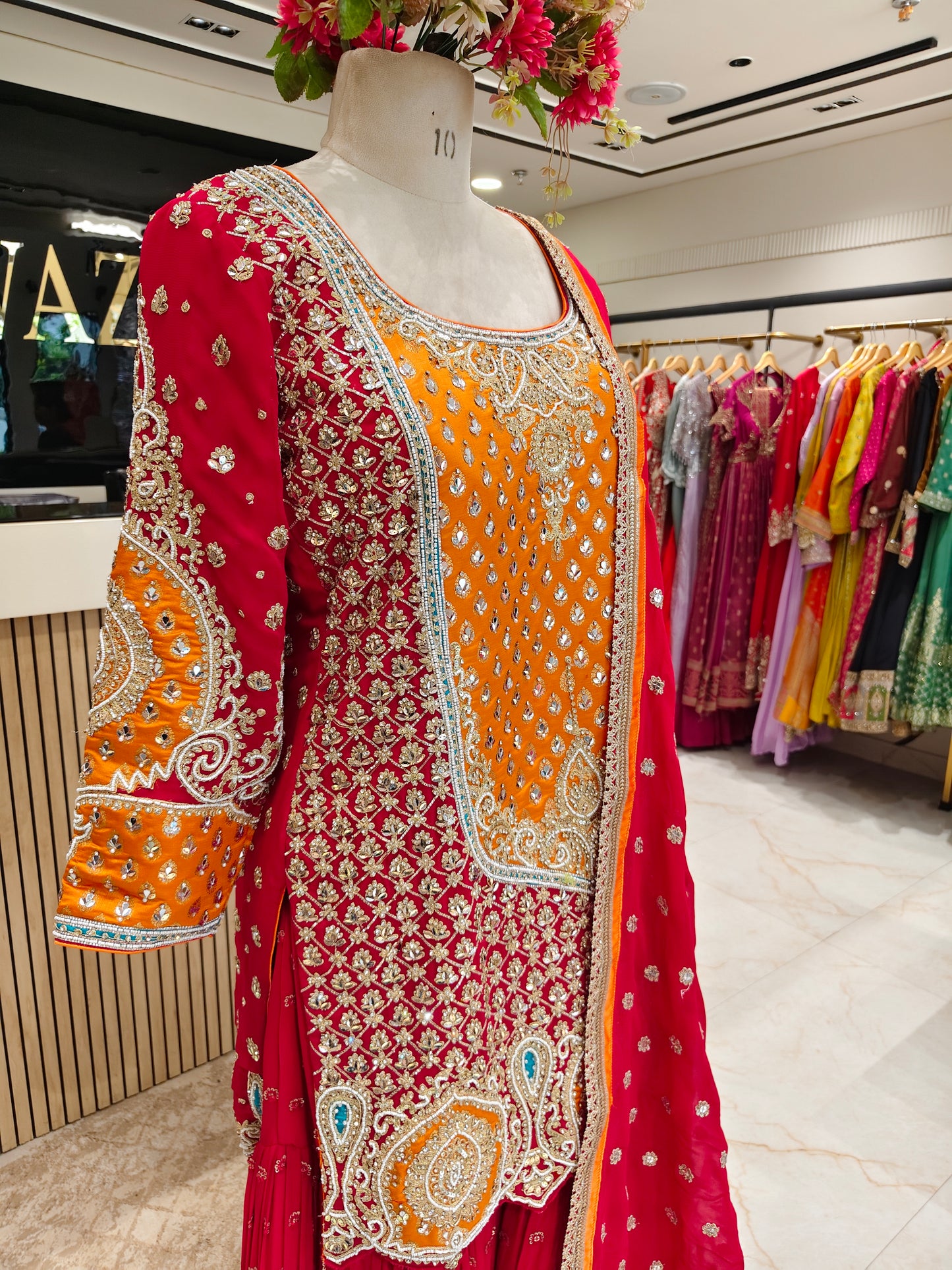 Red Georgette Garara Set