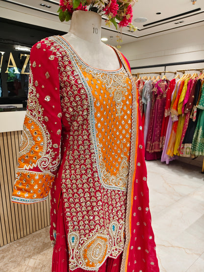 Red Georgette Garara Set