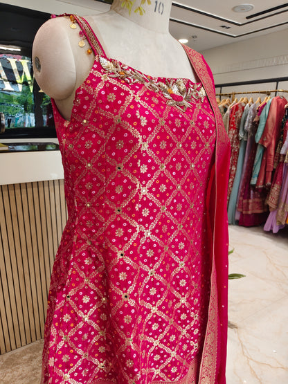 Hot Pink Dola Silk Garara Set