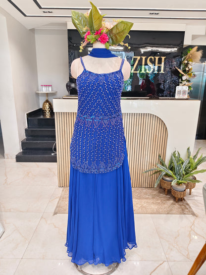 Blue Georgette Sharara Set