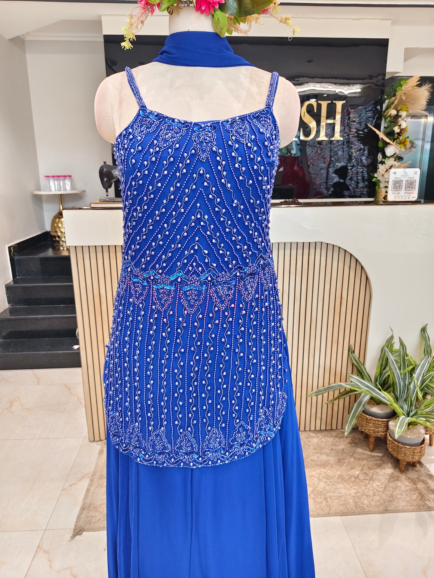 Blue Georgette Sharara Set