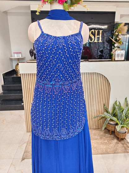 Blue Georgette Sharara Set