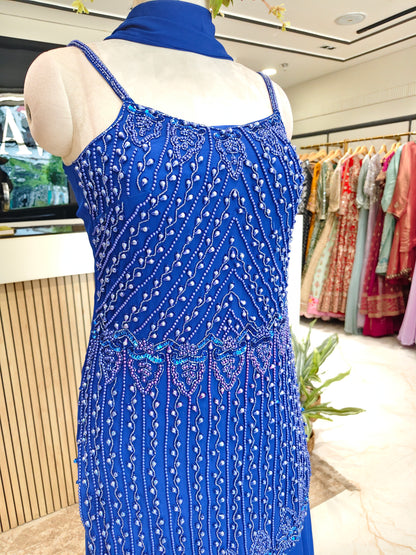 Blue Georgette Sharara Set