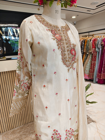 Golden Tissue Kurta Pants Set