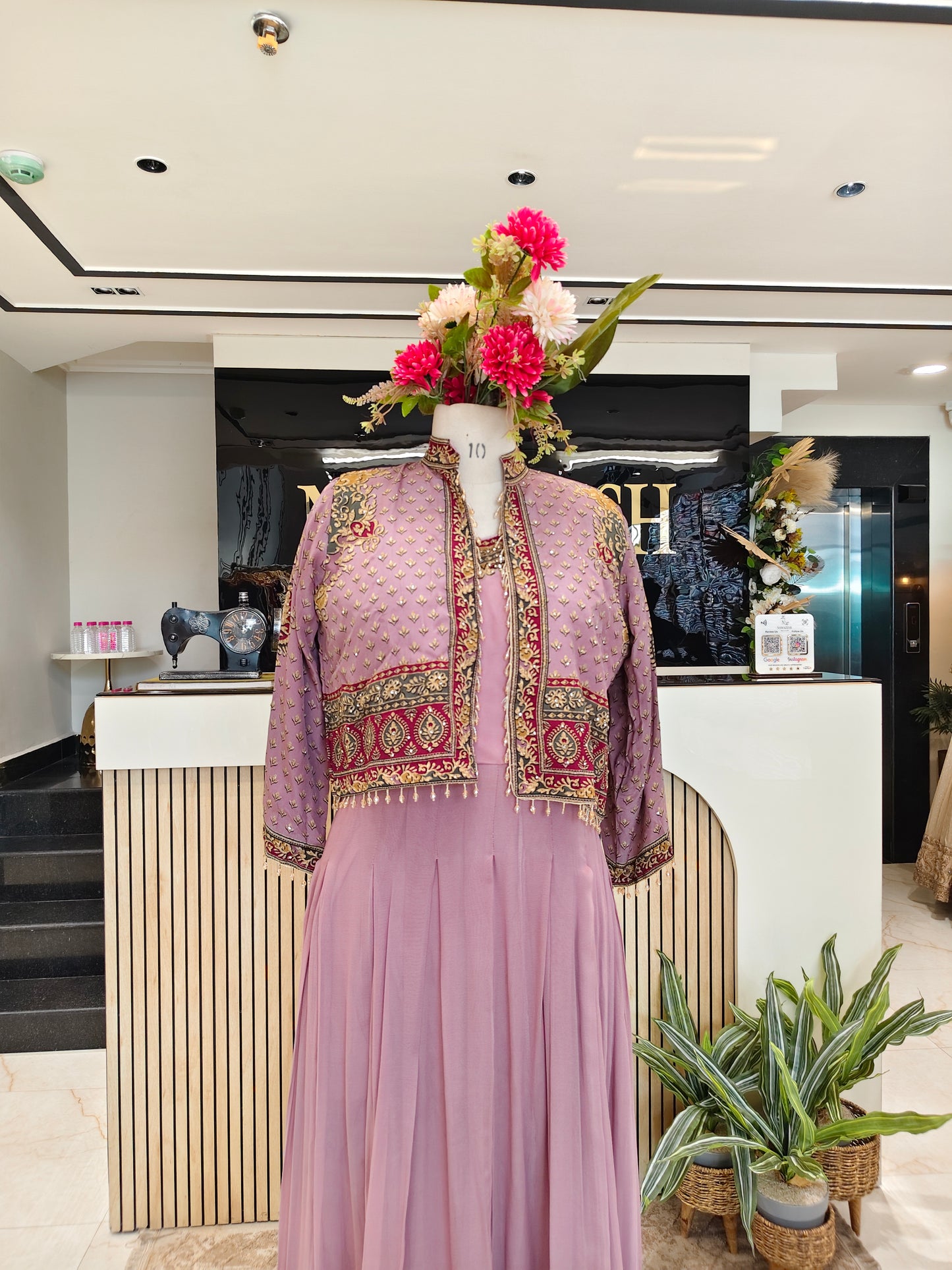 Lavender Georgette Anarkali Set