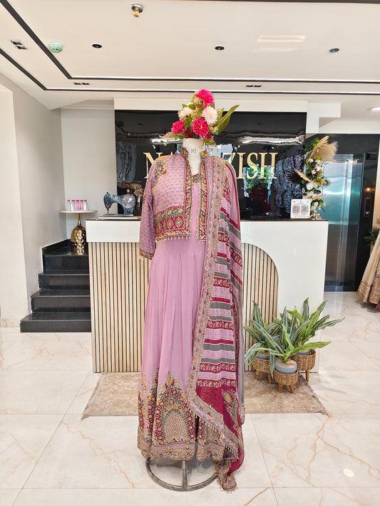 Lavender Georgette Anarkali Set