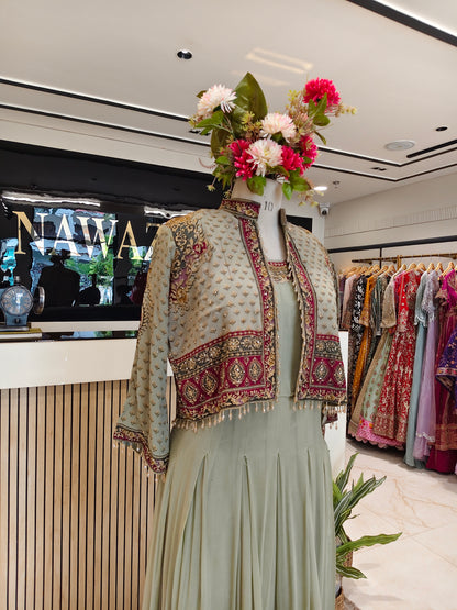 Green Georgette Anarkali Set