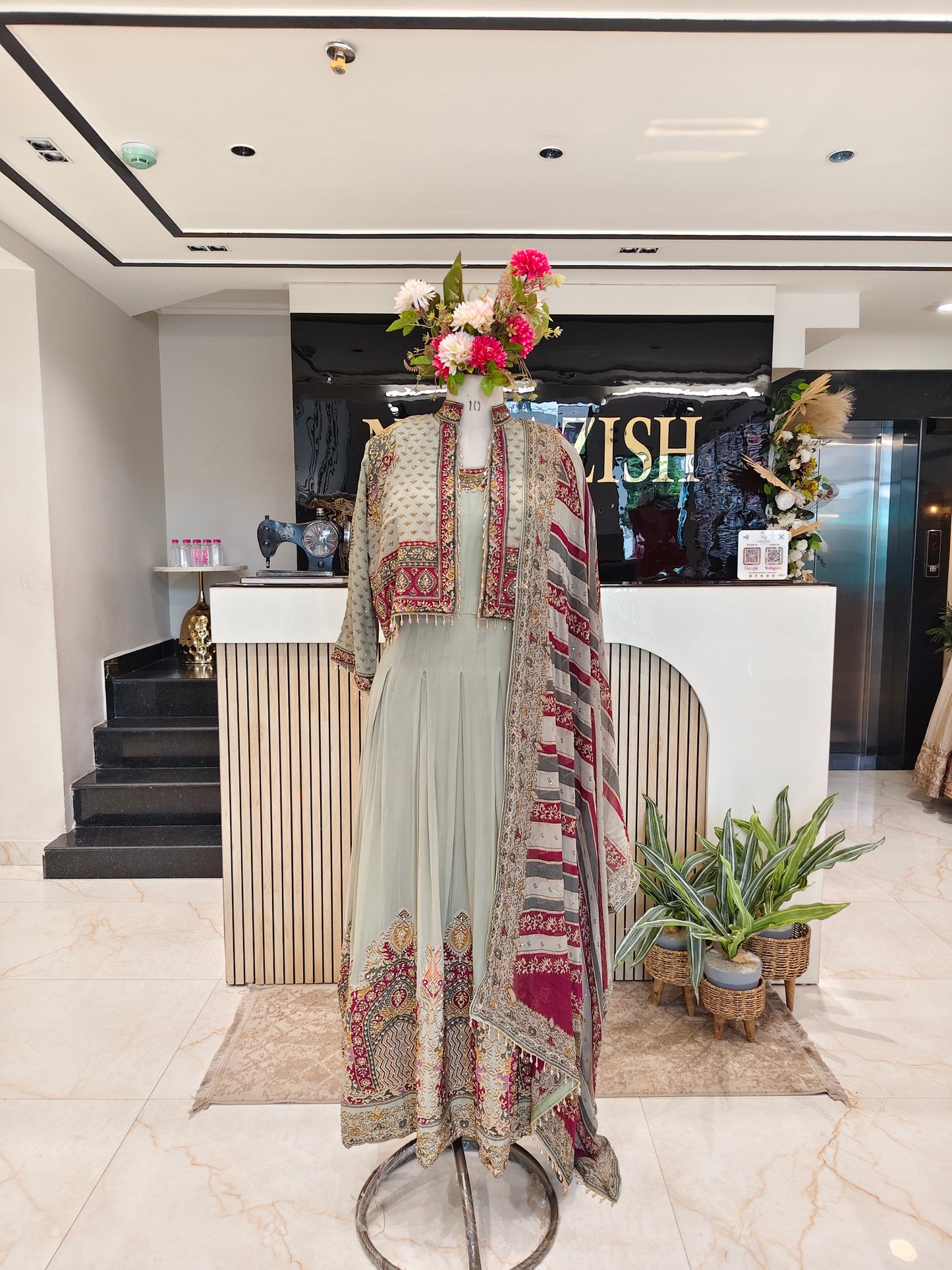 Green Georgette Anarkali Set