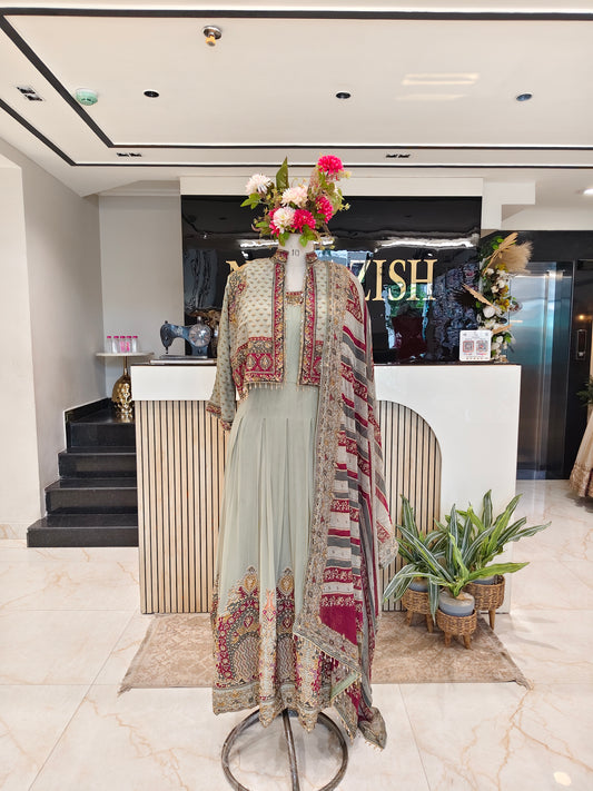Green Georgette Anarkali Set