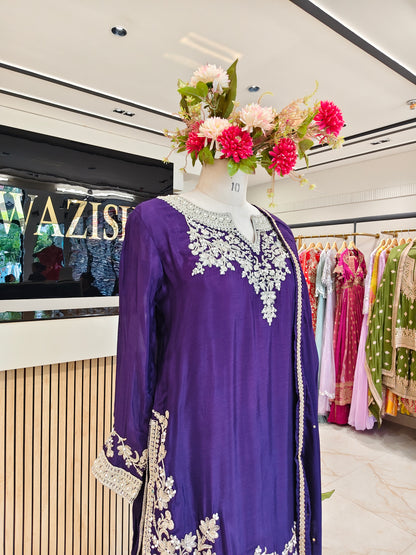 Purple Chinon Sharara Set