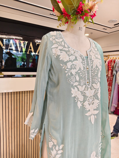 Green Organza Farshi Salwar Set