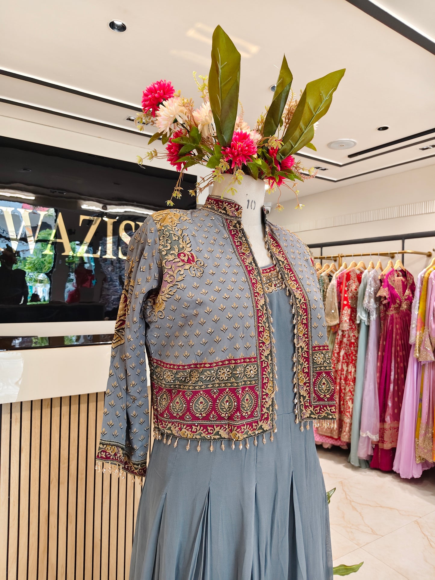 Grey Georgette Anarkali Set