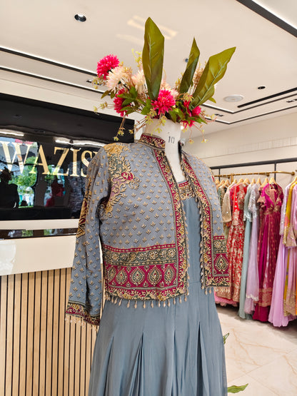 Grey Georgette Anarkali Set